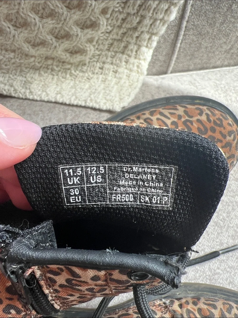 Dr. Martens Kids Leopard Combat Boots in Brown and Black